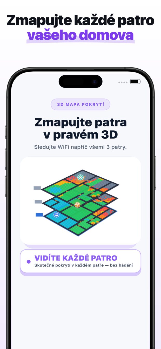 Získejte doporučené místo pro zesilovač s pohledem na pokrytí PŘED a PO vedle sebe.
