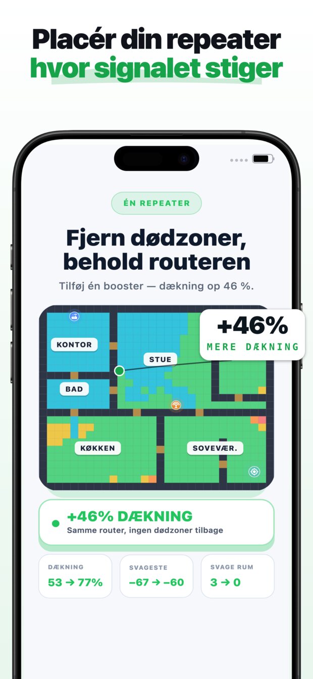 Placer routeren, hvor den faktisk står.