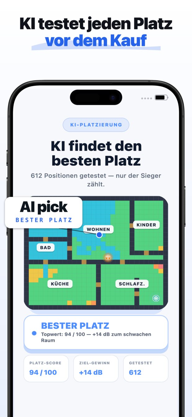 Wähle den Raum, der am wichtigsten ist – das Arbeitszimmer, das Schlafzimmer, die Terrasse.