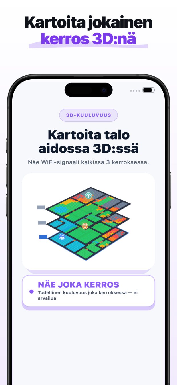 Saat suositellun paikan toistimelle ja ennen–jälkeen-näkymän kuuluvuudesta vierekkäin.