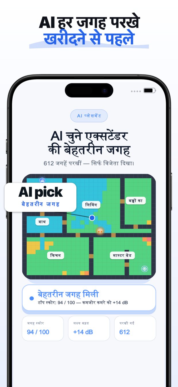 वह कमरा चुनें जो सबसे ज़रूरी है — आपका ऑफिस, बेडरूम या बालकनी।
