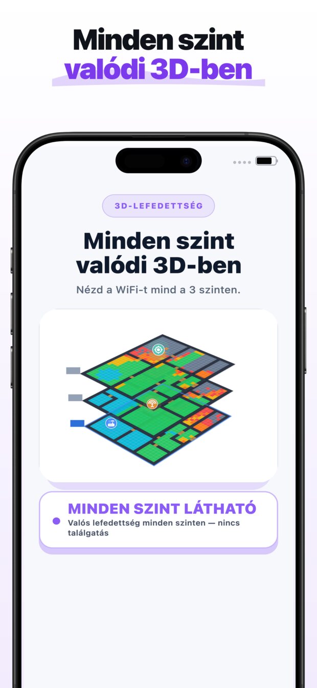 Kapj egy javasolt jelerősítő-helyet, egymás melletti ELŐTTE / UTÁNA lefedettségi nézettel.