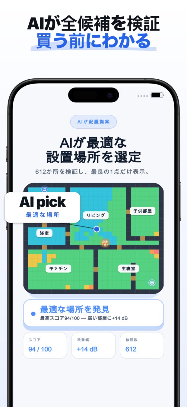 いちばん重要な部屋を選ぶ — 仕事部屋、寝室、ベランダなど。