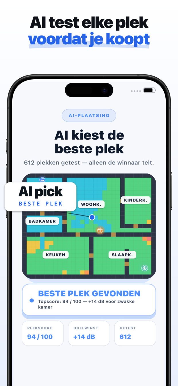 Kies de kamer die er het meest toe doet — je werkkamer, je slaapkamer, het terras.