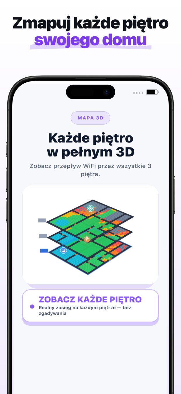 Otrzymaj zalecane miejsce na wzmacniacz, z widokiem zasięgu PRZED i PO obok siebie.