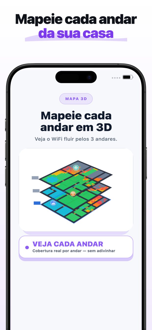 Receba um ponto recomendado para o repetidor, com uma comparação de cobertura ANTES / DEPOIS lado a lado.