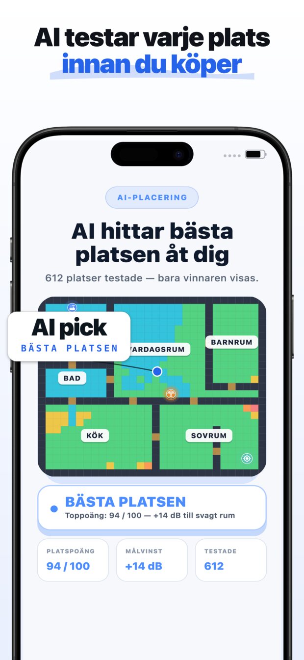 Välj rummet som betyder mest – kontoret, sovrummet, uteplatsen.