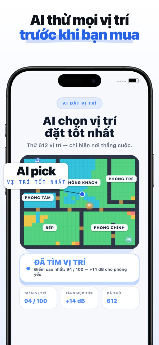 Chọn căn phòng quan trọng nhất — phòng làm việc, phòng ngủ, ban công.